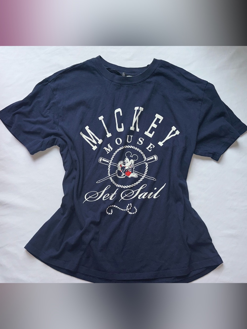 H&M Mickey Mouse Navy Set Sail T-Shirt - Divided Disney Women’s Size Medium